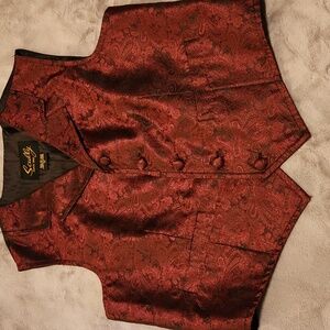 SCULLY Paisley Vest Boys XL Burgundy And Black Western Wear